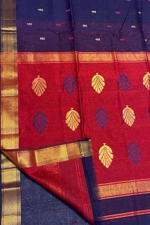 Stunning Blue Maheshwari Handloom Saree in Cotton Silk Blend