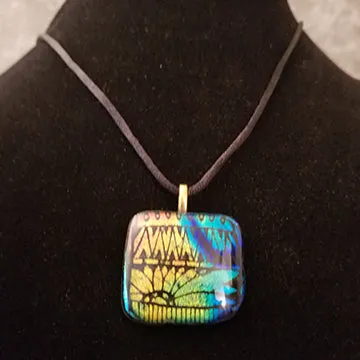 Stunning Dichroic fused glass pendant, necklace, gift, rainbow boho jewelry