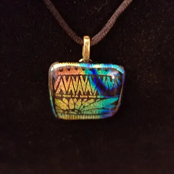 Stunning Dichroic fused glass pendant, necklace, gift, rainbow boho jewelry