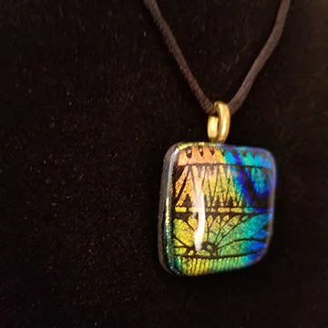 Stunning Dichroic fused glass pendant, necklace, gift, rainbow boho jewelry