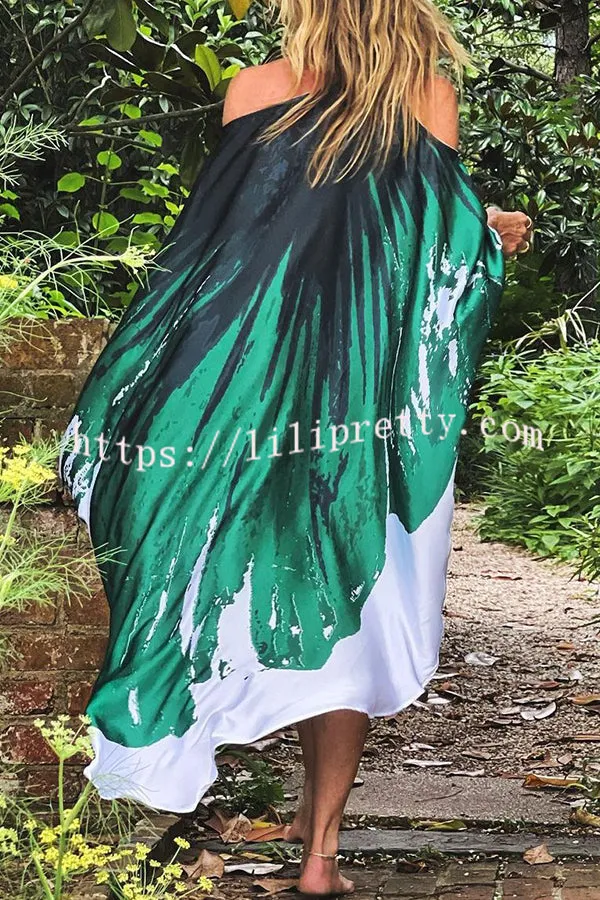 Stunning Floral Unique Printed One Shoulder Cover Up Maxi Dress