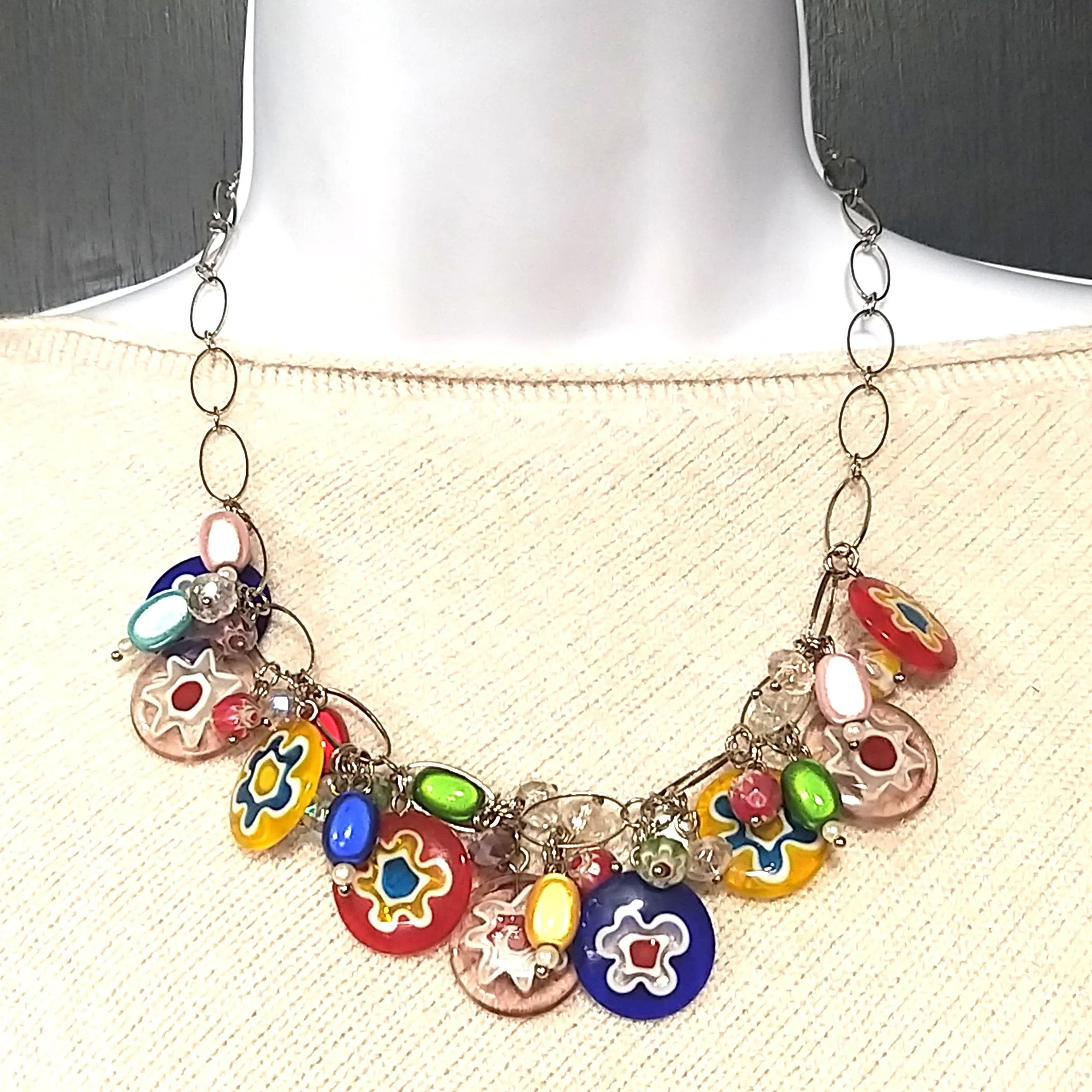 Stunning Glass Multicolored Necklace