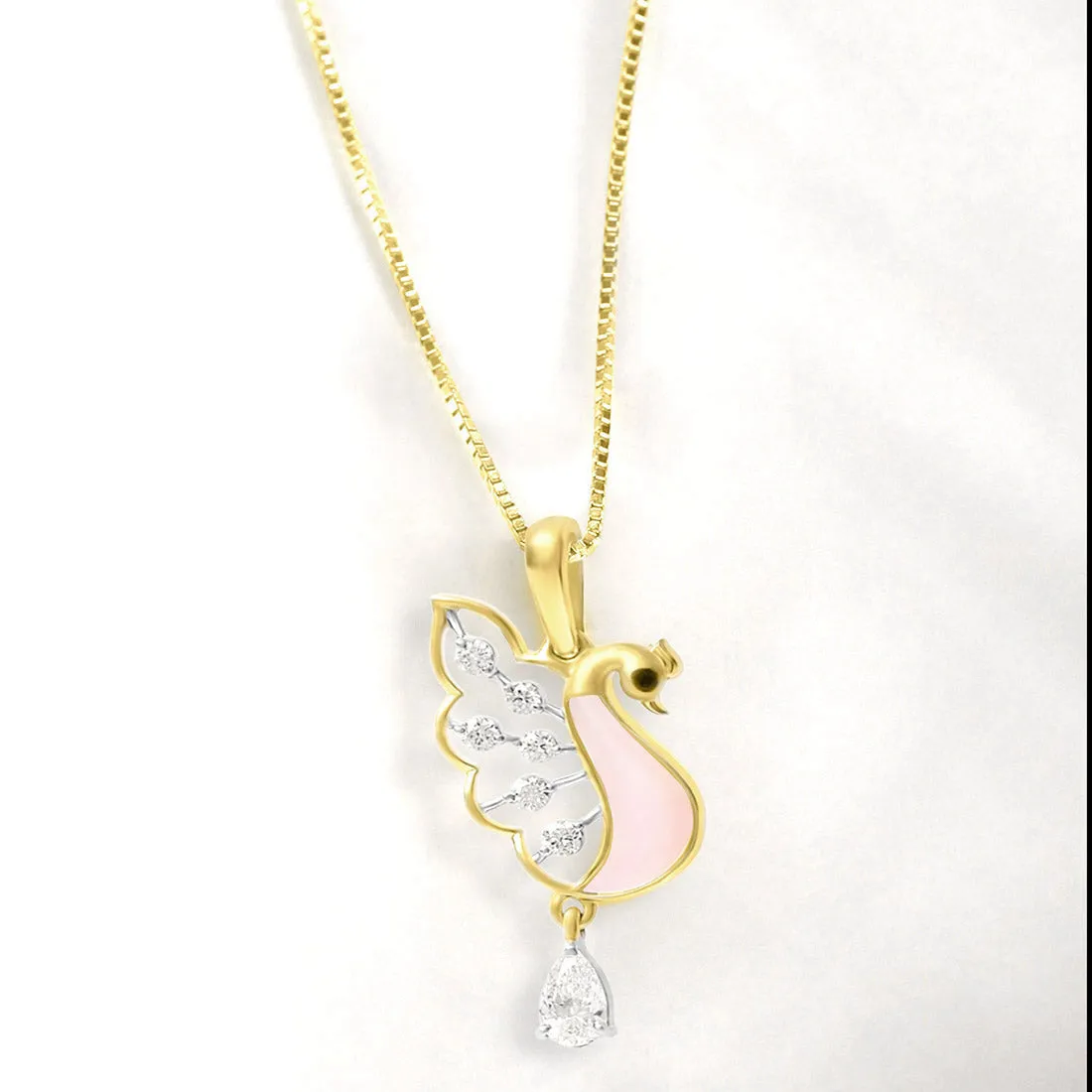 Stunning Gold Peacock Pendant with Lab-Grown Diamonds without Chain