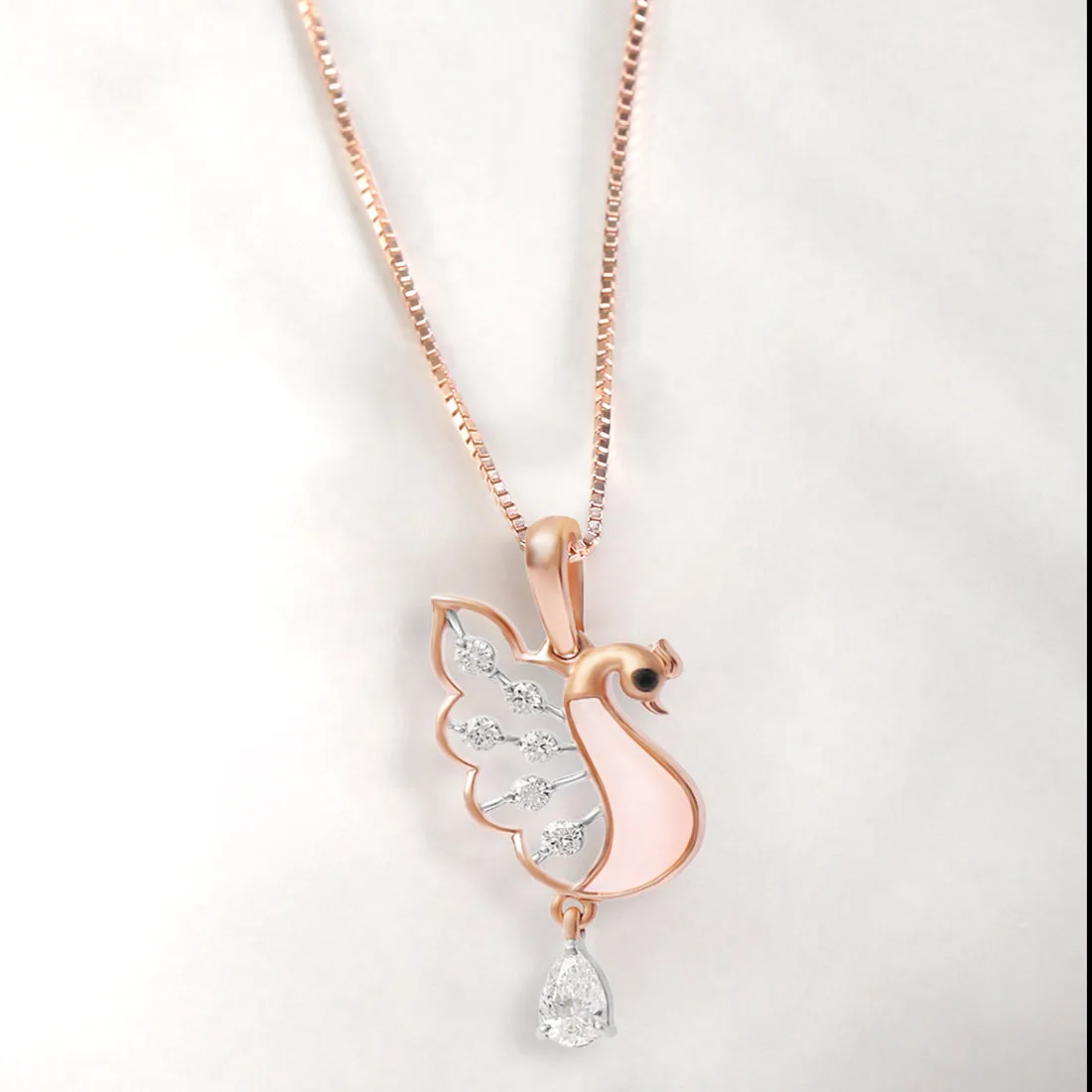 Stunning Gold Peacock Pendant with Lab-Grown Diamonds without Chain
