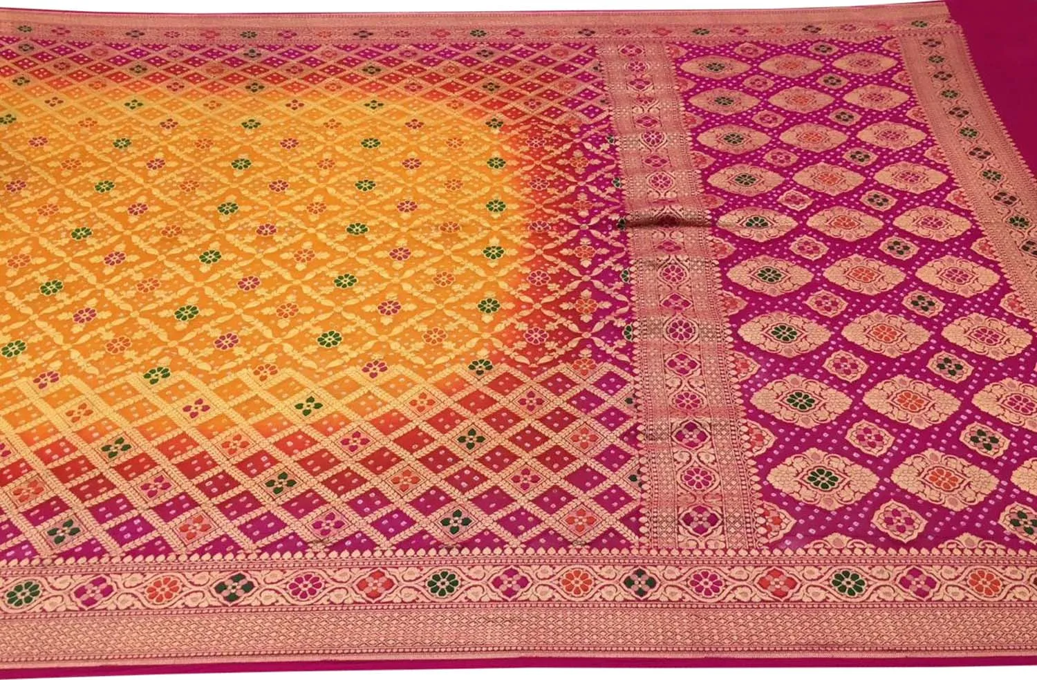 Stunning Multicolor Banarasi Bandhani Georgette Saree