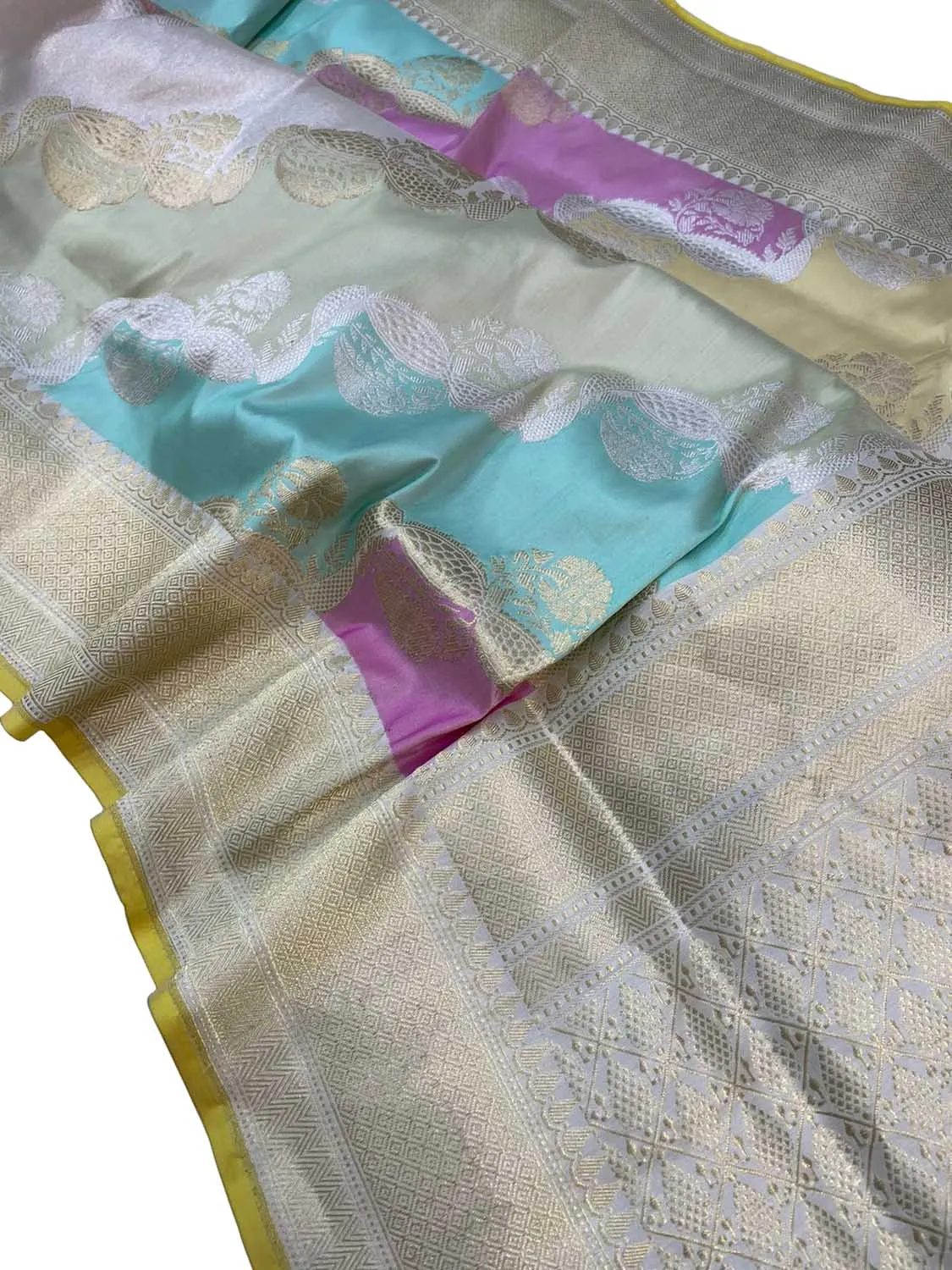 Stunning Multicolor Banarasi Rangkat Handloom Pure Katan Silk Saree