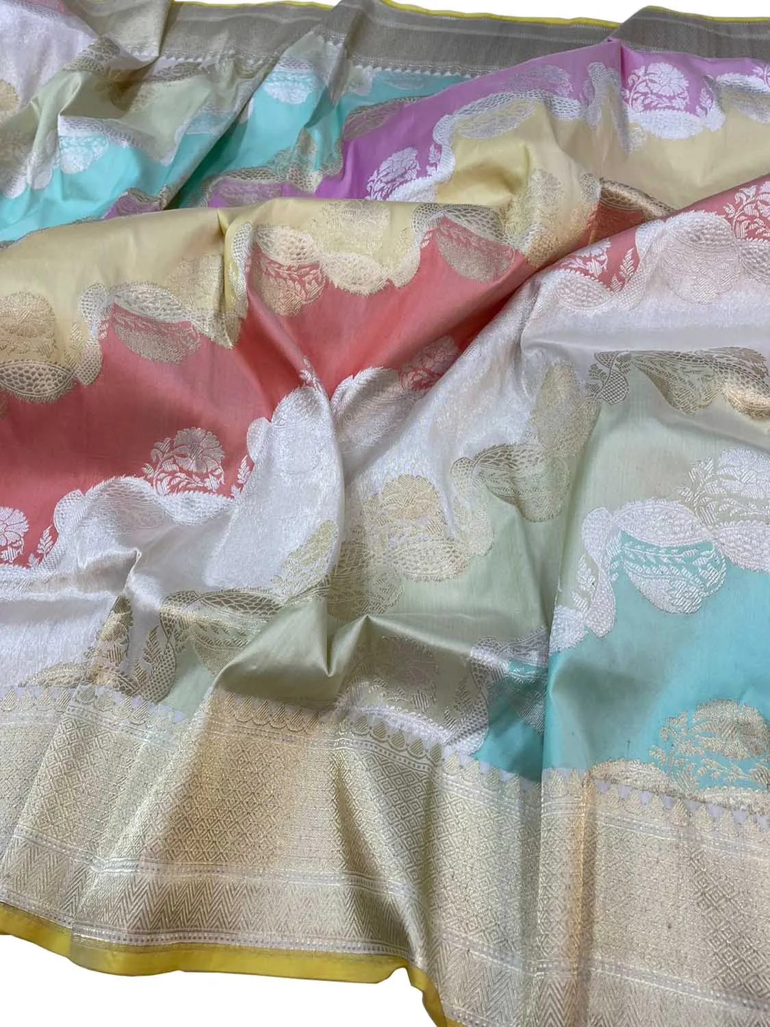 Stunning Multicolor Banarasi Rangkat Handloom Pure Katan Silk Saree
