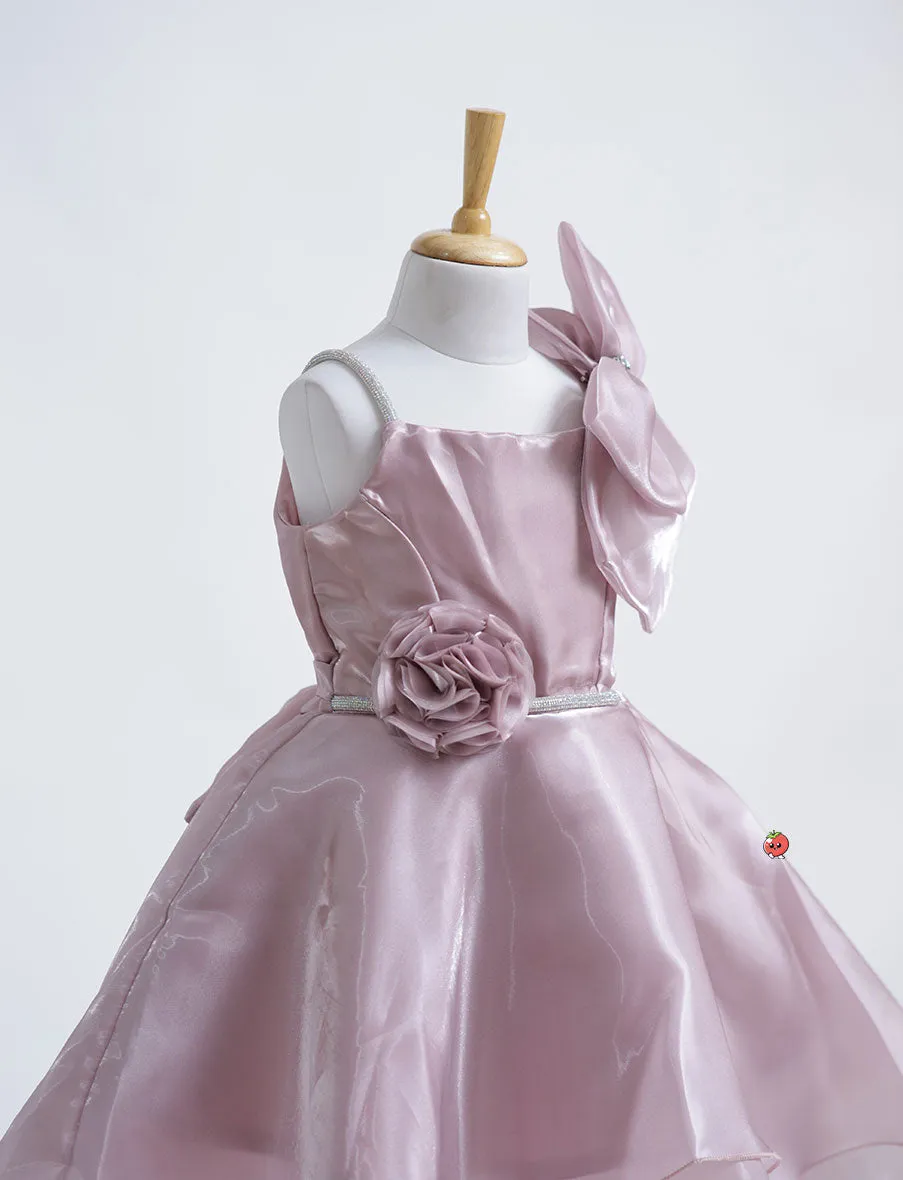 Stunning Onion Pink Floral Frock for Girls