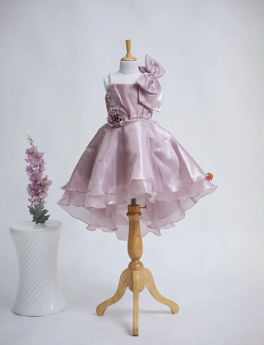 Stunning Onion Pink Floral Frock for Girls