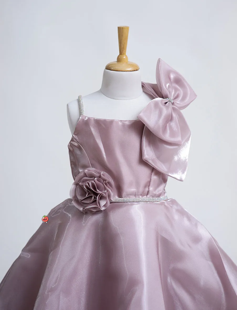 Stunning Onion Pink Floral Frock for Girls