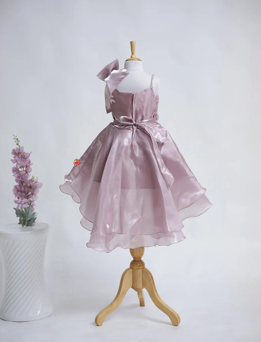 Stunning Onion Pink Floral Frock for Girls