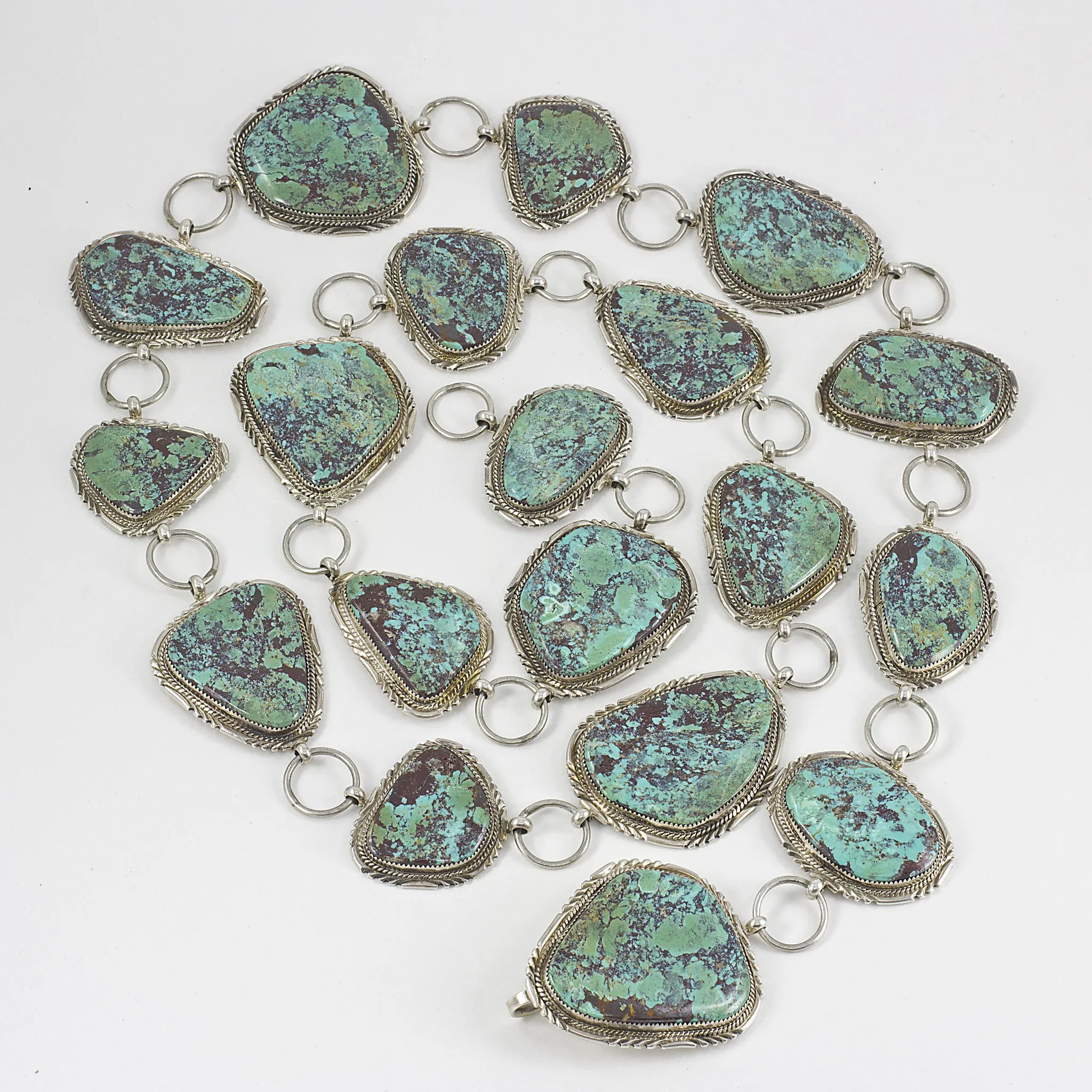 Stunning Sterling Silver and Turquoise 54" Concho Belt
