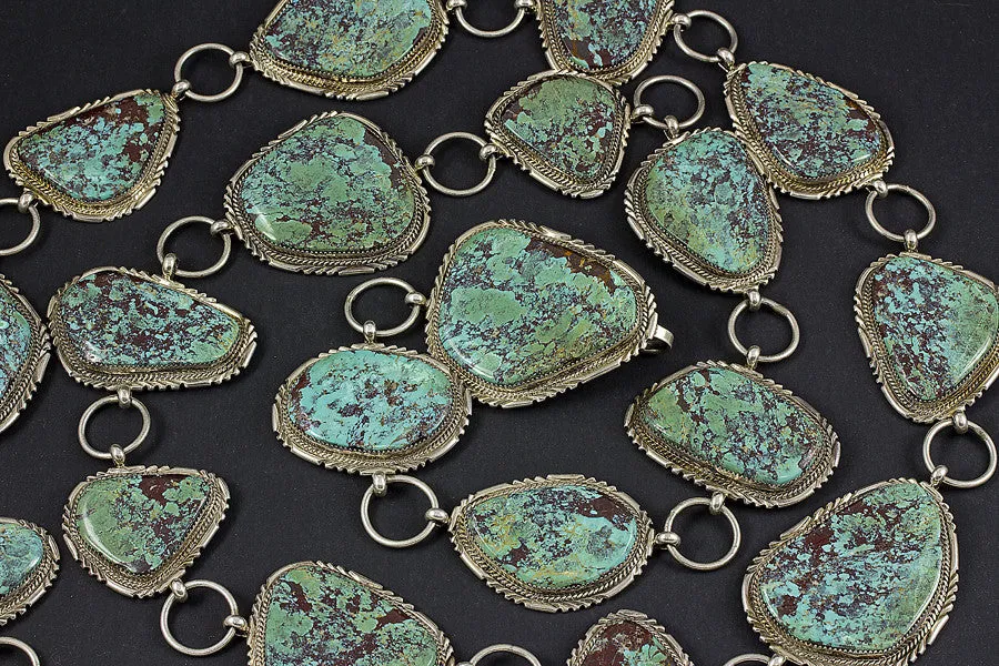 Stunning Sterling Silver and Turquoise 54" Concho Belt