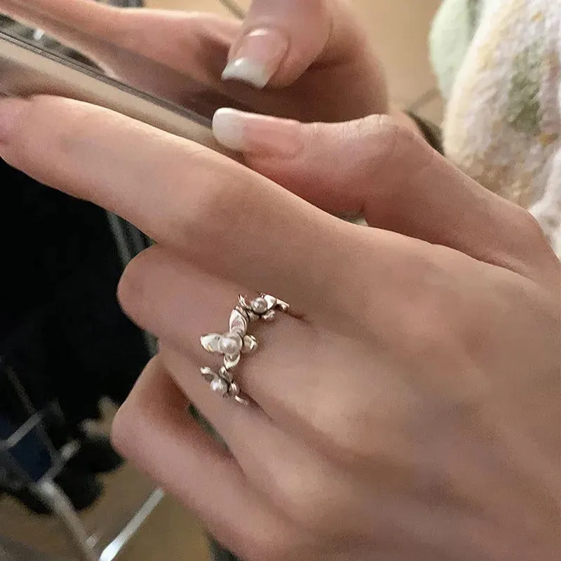 Stunning Vintage Sterling Silver Floral Pearl Rings