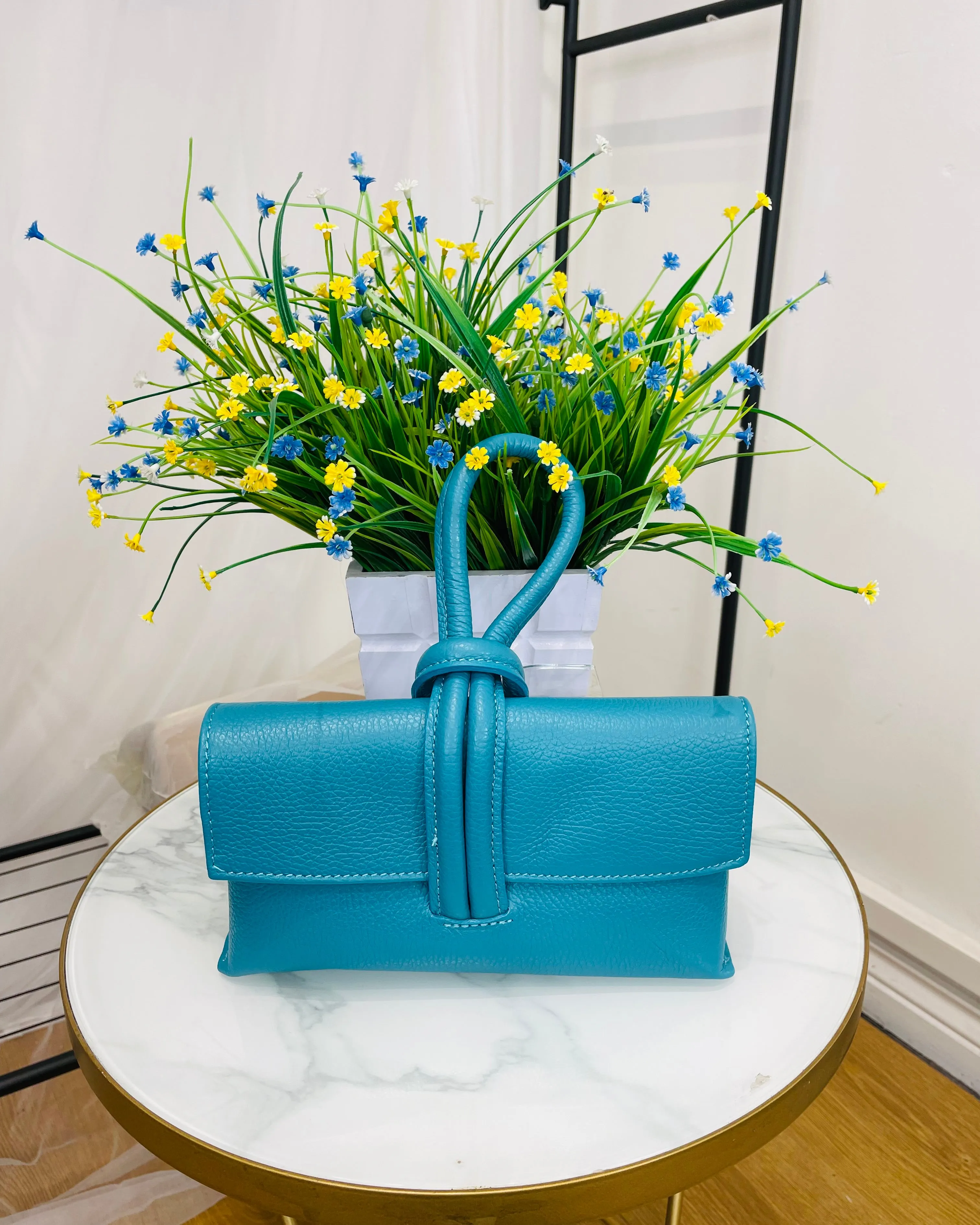Susan Leather Bag - Turquoise