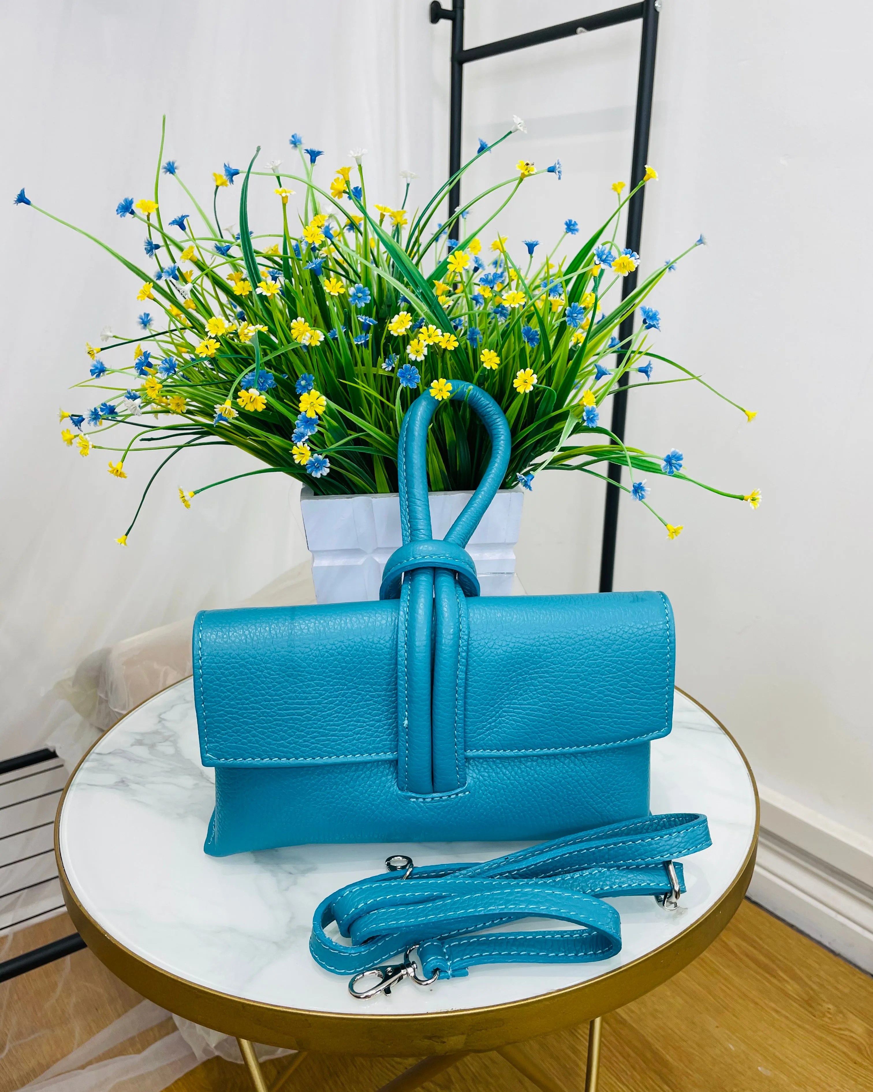 Susan Leather Bag - Turquoise