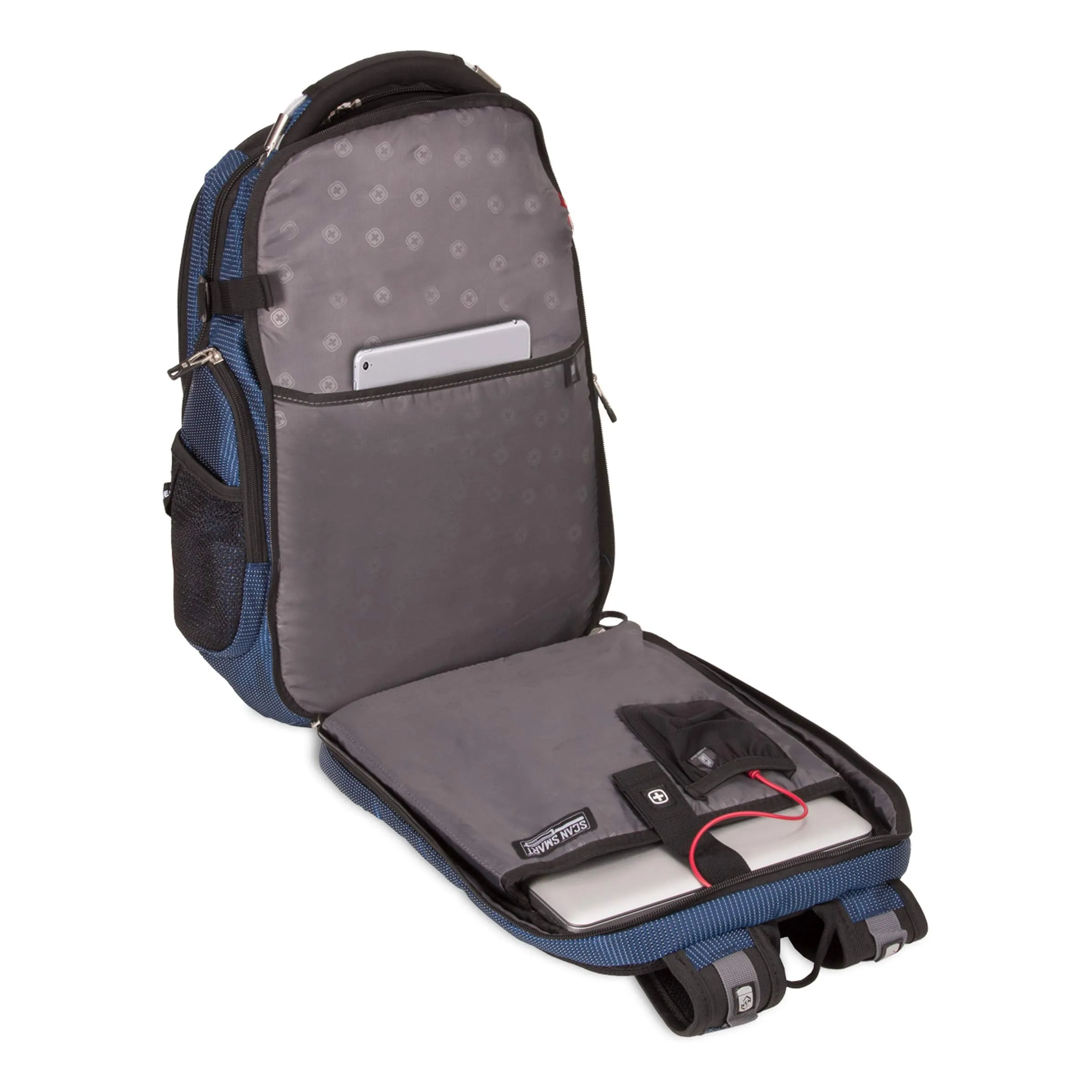SWISSGEAR 5358 Ultimate Protection USB TSA Friendly Scansmart Laptop Backpack and Cable Lock Bundle-Blue