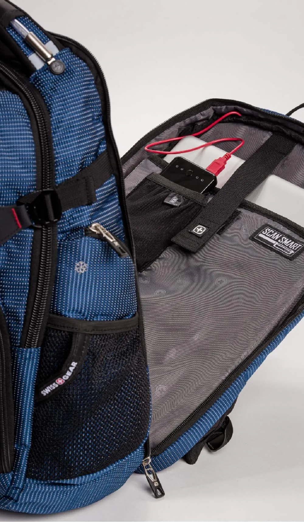 SWISSGEAR 5358 Ultimate Protection USB TSA Friendly Scansmart Laptop Backpack and Cable Lock Bundle-Blue