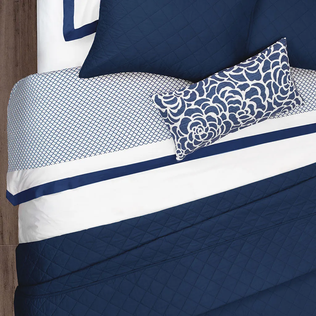 The Diamond Navy Blue Quilt & Sham