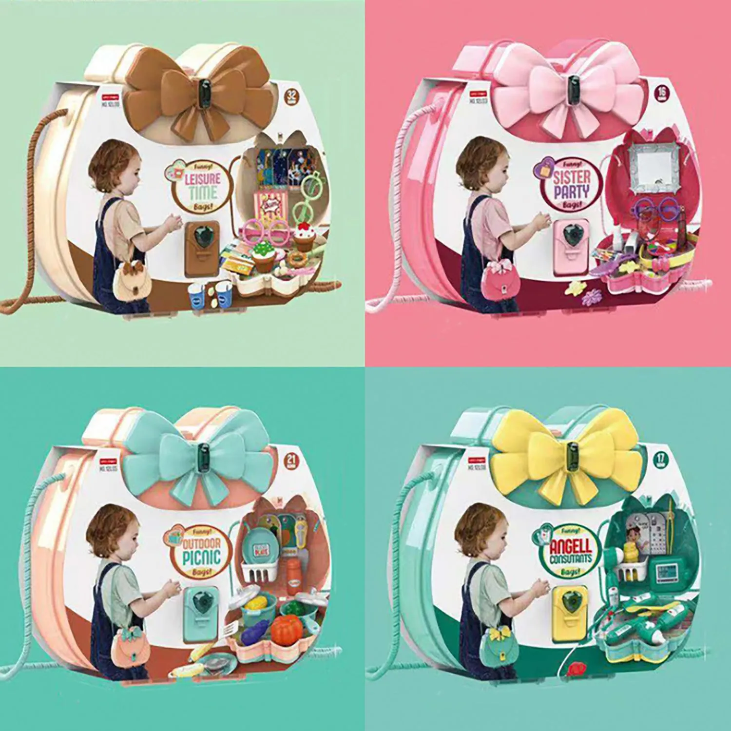 Truboo Kids Pretend Toy Playset Makeup Doctor Cooking Educational Kit Carry Box