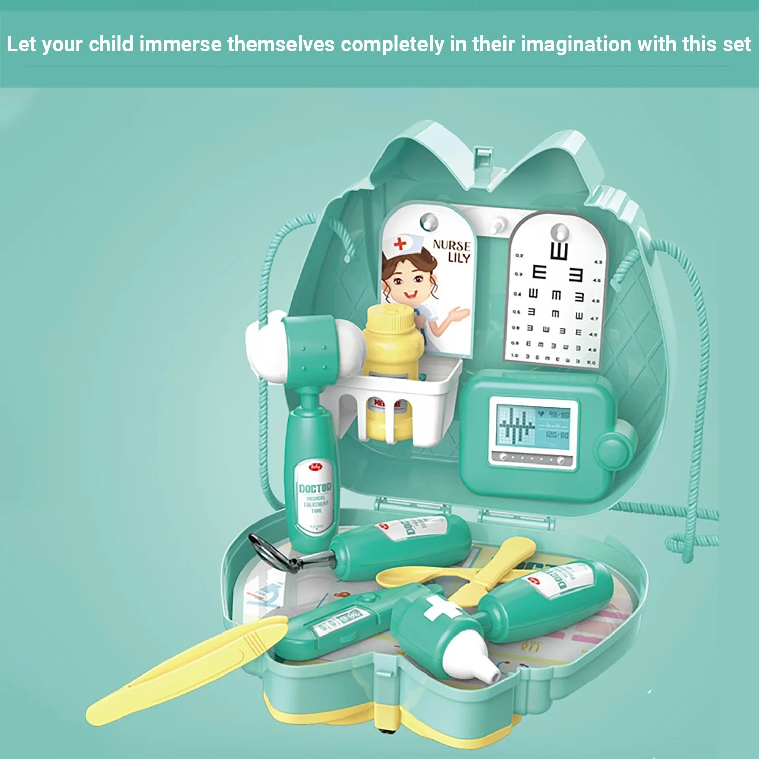 Truboo Kids Pretend Toy Playset Makeup Doctor Cooking Educational Kit Carry Box