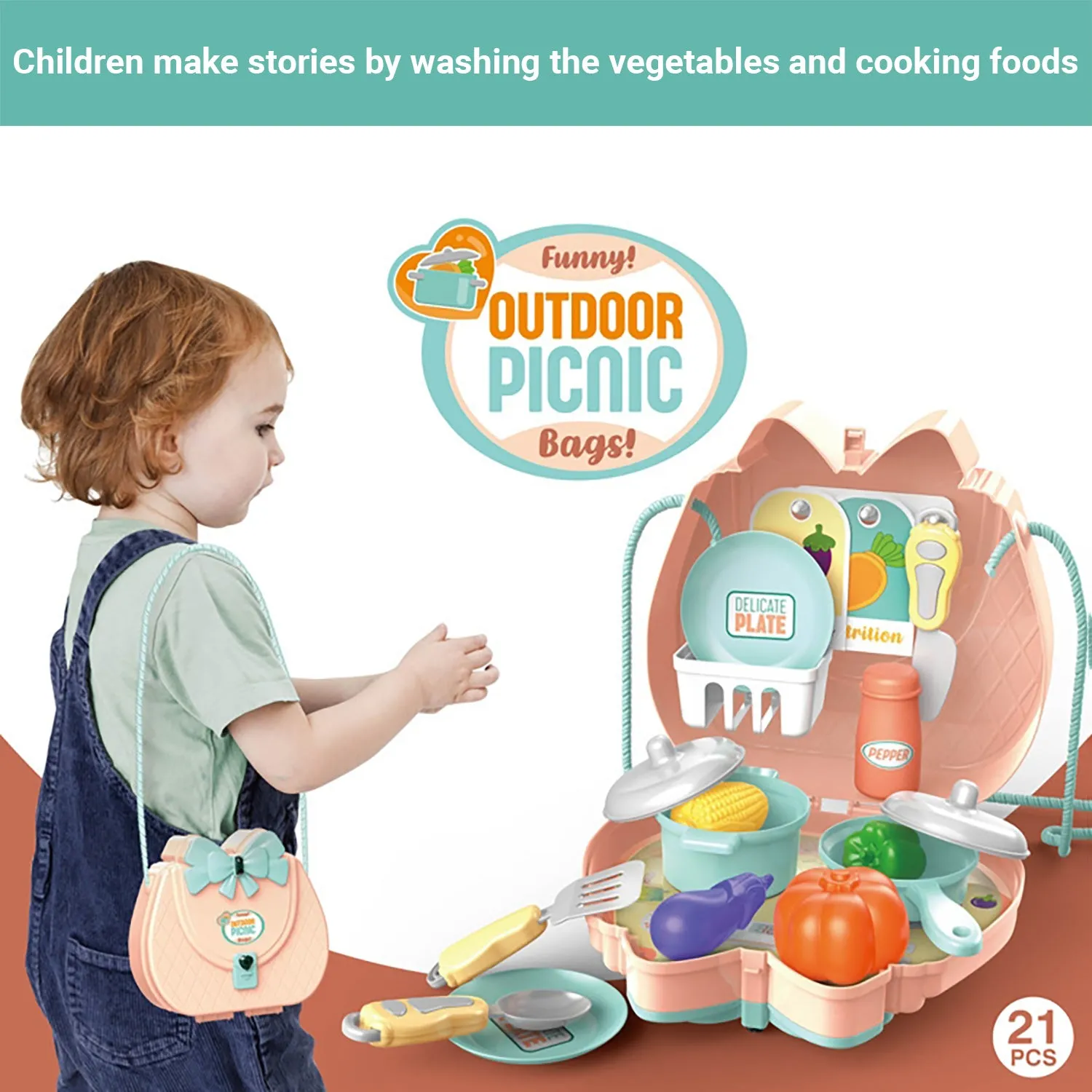 Truboo Kids Pretend Toy Playset Makeup Doctor Cooking Educational Kit Carry Box