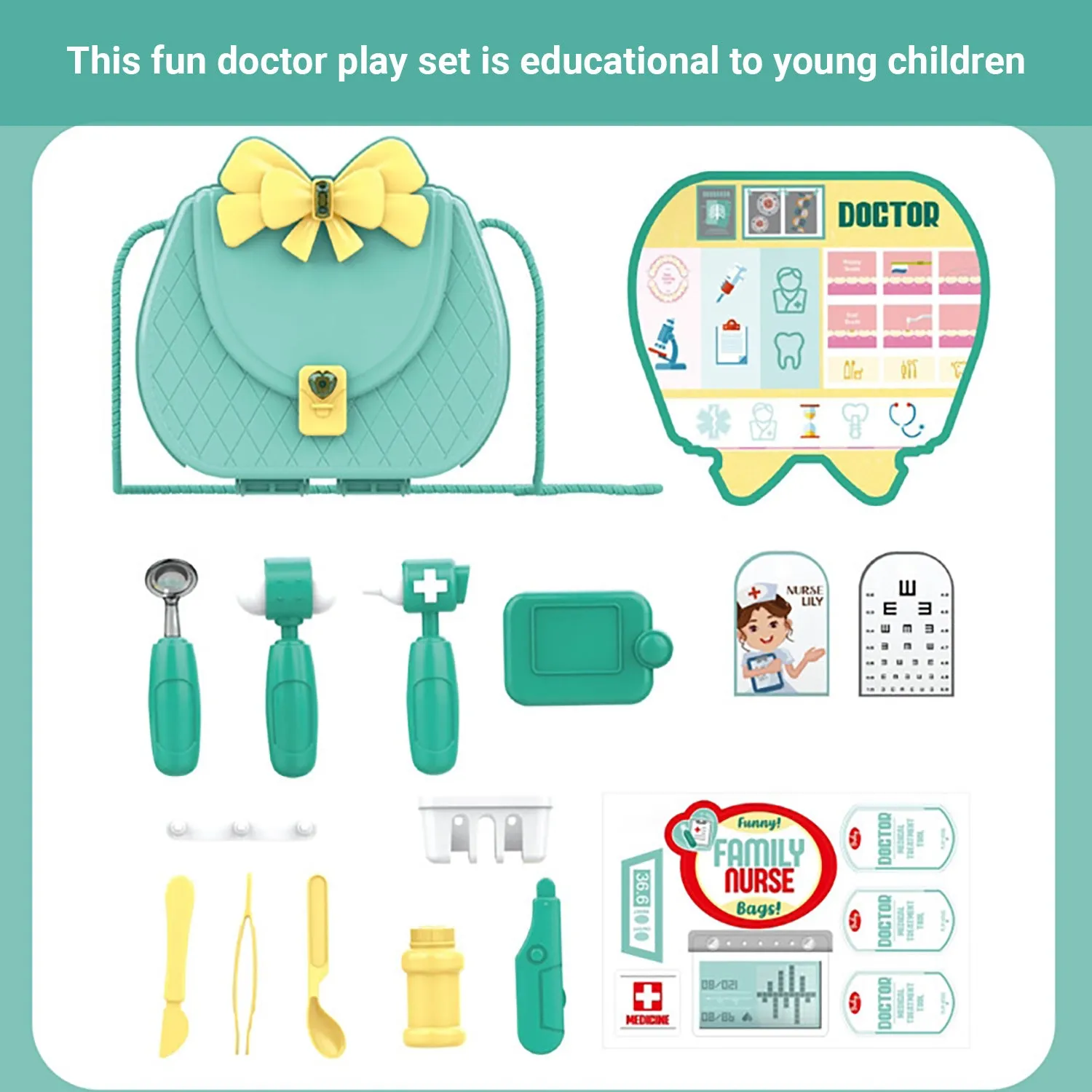 Truboo Kids Pretend Toy Playset Makeup Doctor Cooking Educational Kit Carry Box