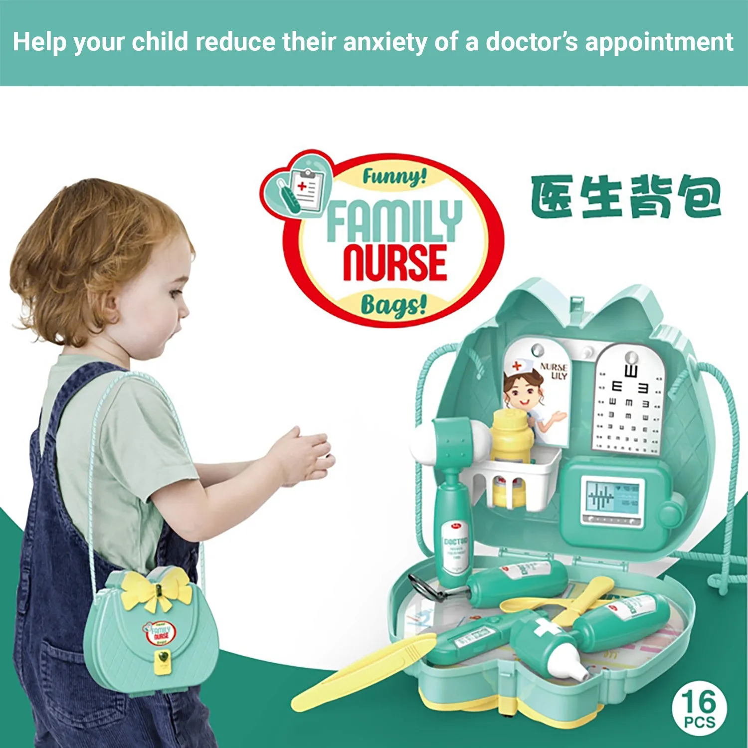 Truboo Kids Pretend Toy Playset Makeup Doctor Cooking Educational Kit Carry Box
