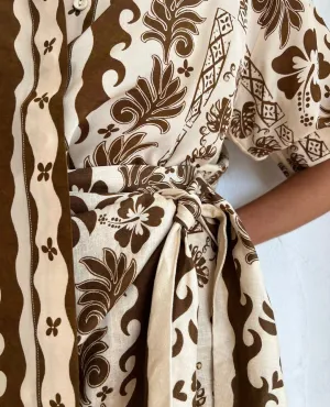 Vintage Botanical Print Casual Two-Piece Set