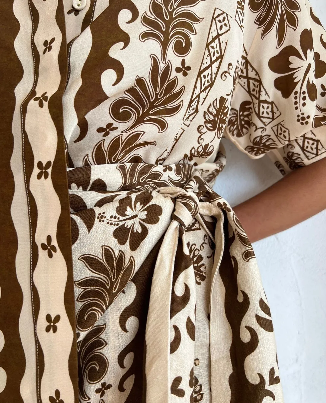 Vintage Botanical Print Casual Two-Piece Set