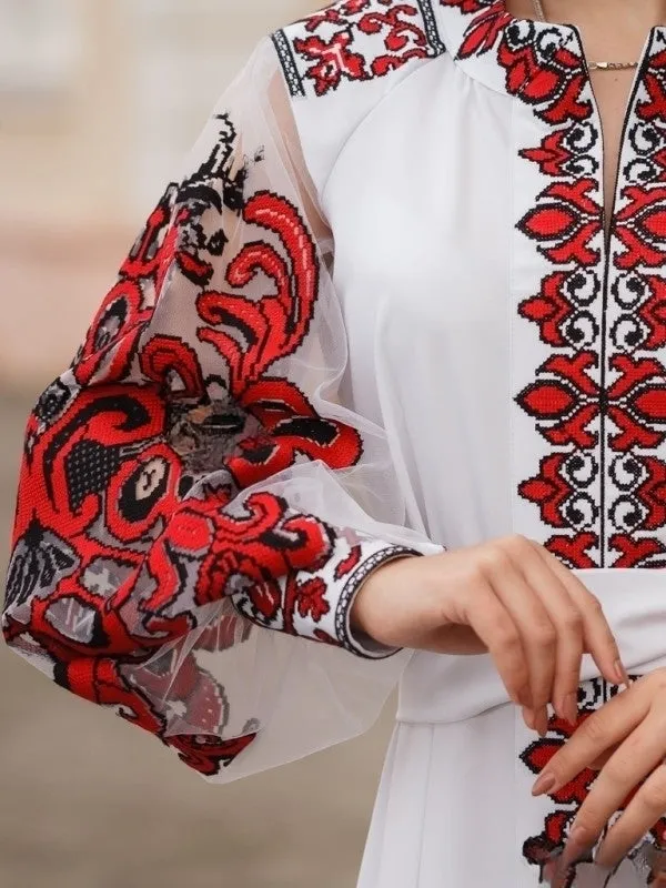 Wedding dress with embroidery