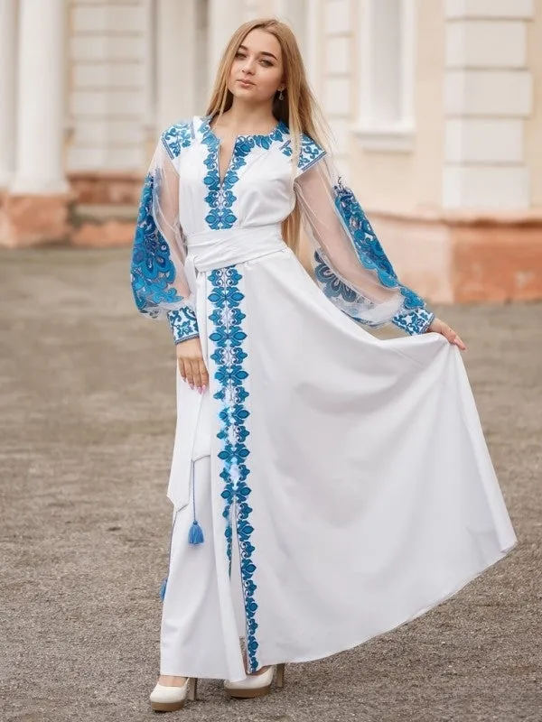 Wedding dress with embroidery