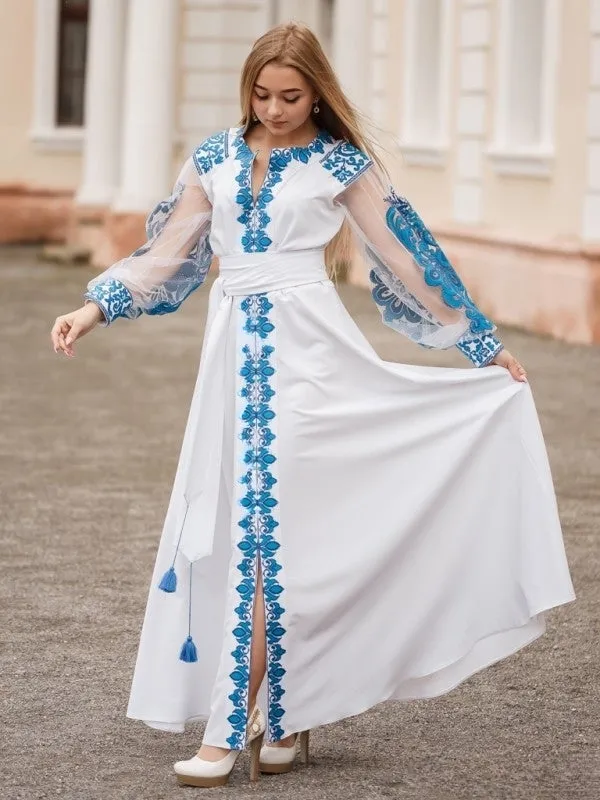 Wedding dress with embroidery