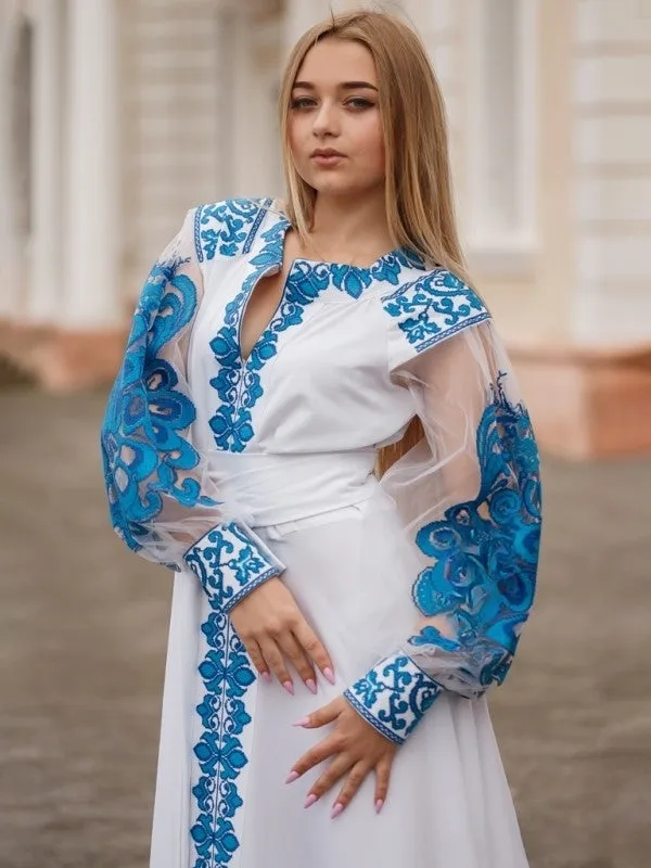 Wedding dress with embroidery