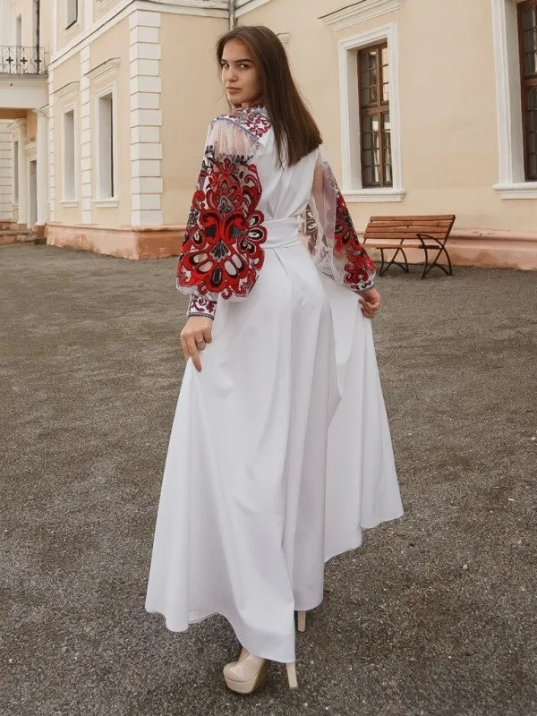 Wedding dress with embroidery