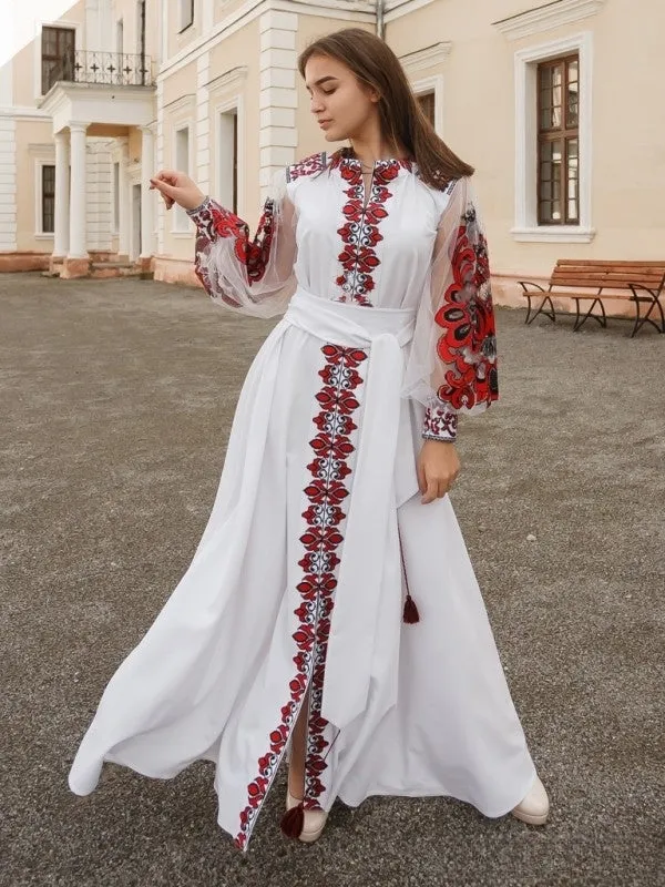 Wedding dress with embroidery