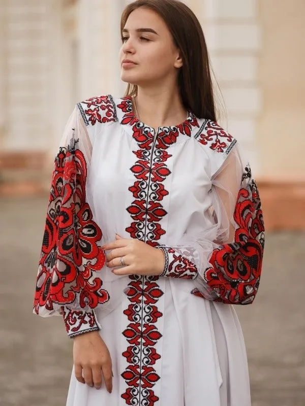Wedding dress with embroidery