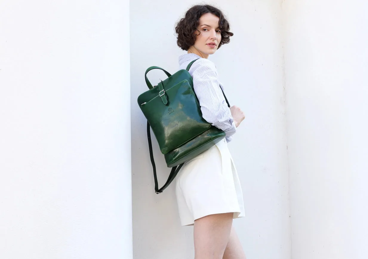 Women's Leather Backpack, Convertible Bag - Emma