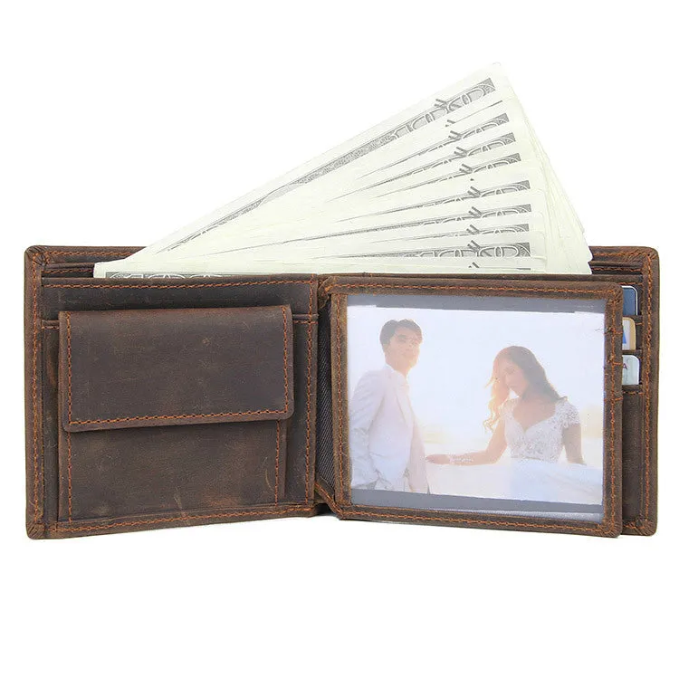 YAAGLE Male Crazy Horse Leather Wallet Card Slots YG8451